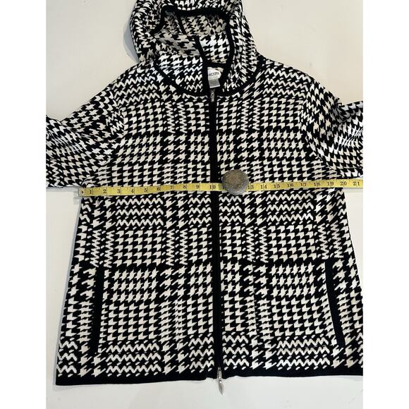 Chicos Silk Blend Hoodie Sweater Size 2 US Large Full Zip Jacket Houndstooth - Picture 6 of 6